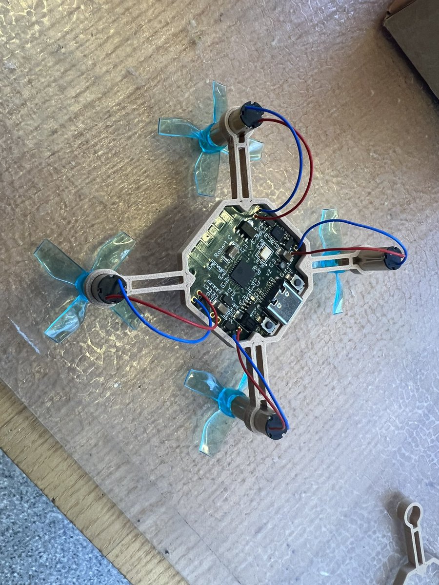 Assembled quadcopter ready for testing.